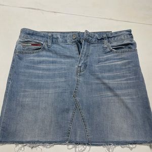 Tommy Hilfiger Distressed Hem Denim Skirt